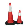 Traffic Cone Black Rubber Stand with Reflective Tape