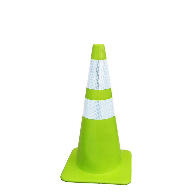 Soft Lime PVC Traffic Cone with reflective tape