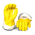 COMAREX - Yellow Latex full dip crinkle glove, knit cuff
