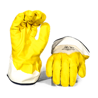 COMAREX - Yellow Latex full dip crinkle glove, knit cuff